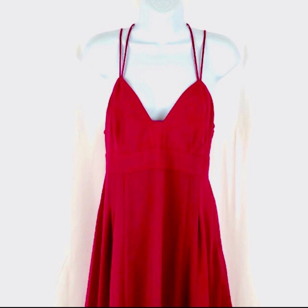 Express Red Sundress With Keyhole Open Back Doubl… - image 3